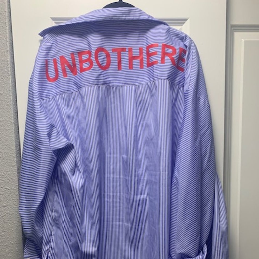 Akira Navy Pinstripe Oversized Dress Shirt